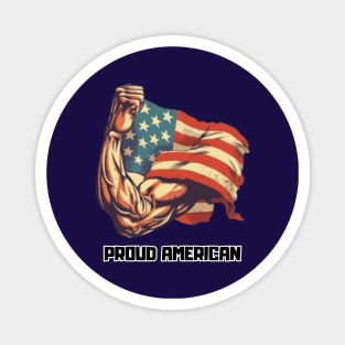 Proud american, biceps, american flag, bodybulding Magnet